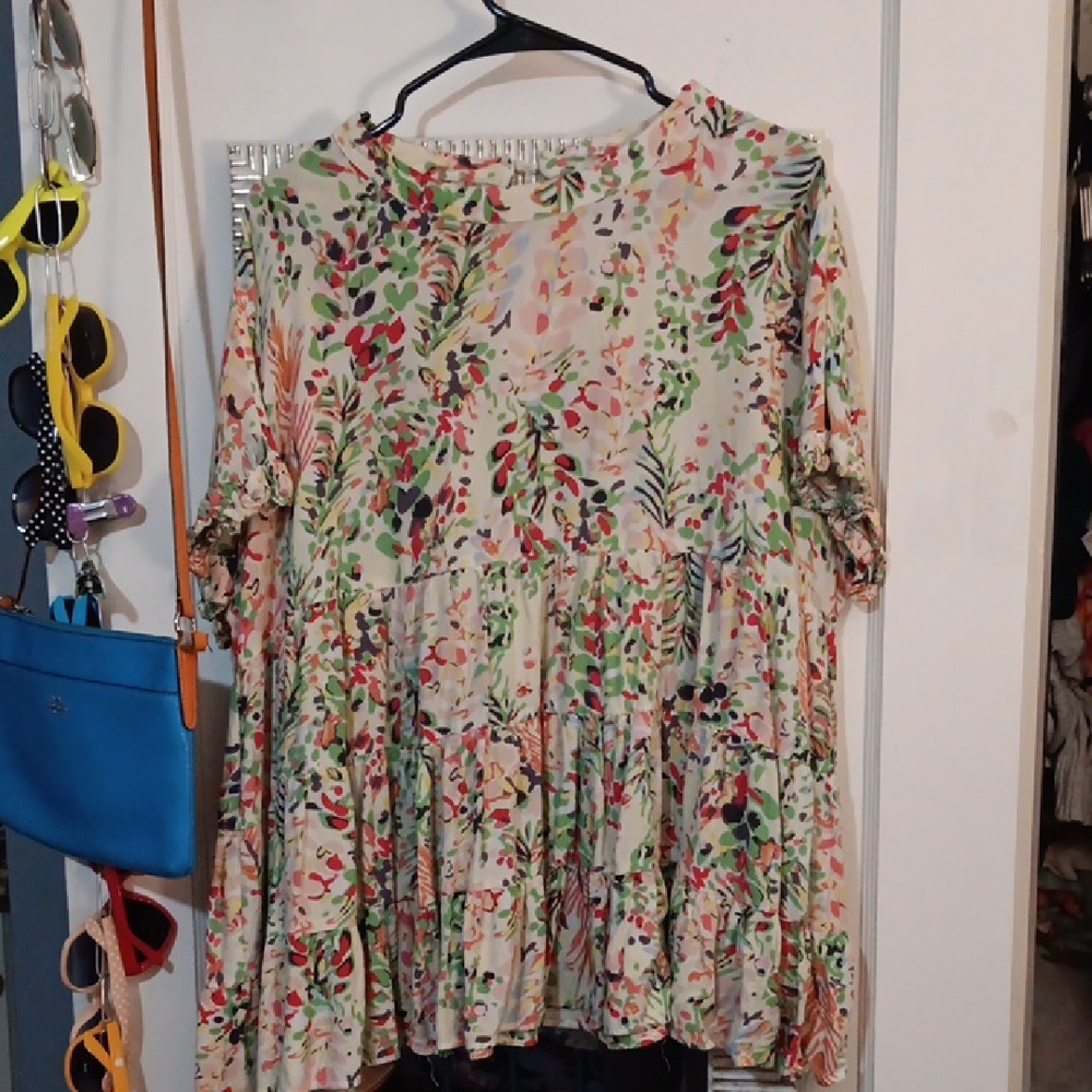 Floral Print Oversized Tunic Top